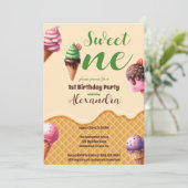 Eiscreme Sweet One First Birthday Einladung (Stehend Vorderseite)