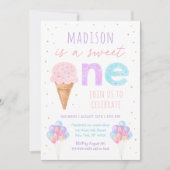 Eiscreme Sweet One First Birthday Einladung (Vorderseite)