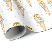 Eiscreme-Thema Geburtstag, bearbeitbare Einladung Geschenkpapier (Rolleneckpunkt)