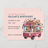 Eiscreme-Transporter zum Geburtstag Einladung (Vorne/Hinten)