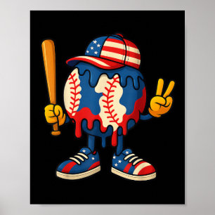 Eiscreme-Tropf-Baseball-Jungen Zurück zur Schule J Poster