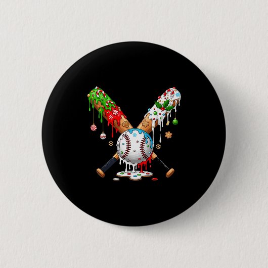 Eiscreme-Tropf-Baseball-Weihnachten-Xmas-Pyjama-Ki Button (Vorderseite)