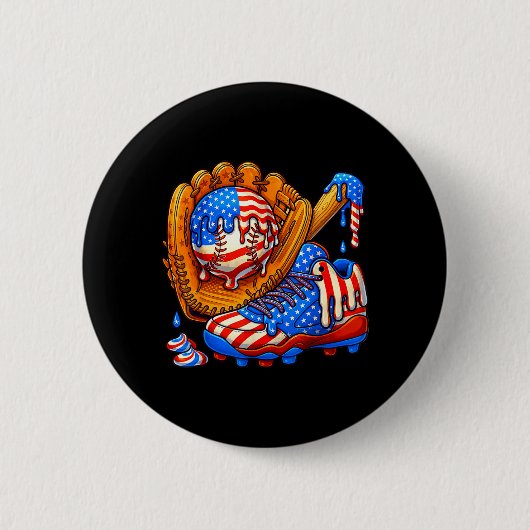 Eiscreme-Tropf-Baseball-Zeug Amerikanische Flagge Button (Vorderseite)