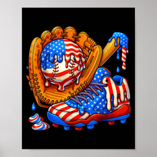 Eiscreme-Tropf Baseball-Zeug Amerikanische Flagge Poster