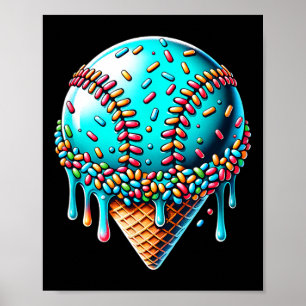 Eiscreme-Tropf Bysebyll Zeug Bysebyll Tropf Kegel Poster