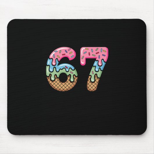 Eiscreme-Tropf-Meme Lustig Sechs Sieben 67 Geschen Mousepad (Vorne)