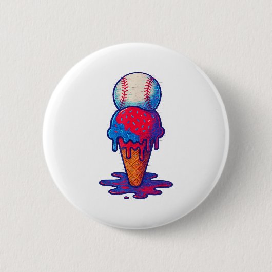 Eiscreme-Tropfen Baseball Sport erschüttert Glitch Button (Vorderseite)