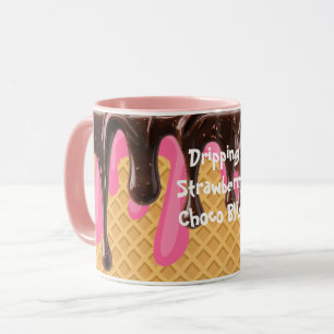 Eiscreme,Tropfende Erdbeer-Schoko-Wonne Tasse