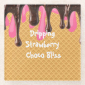 Eiscreme,Tropfende Strawberry Choco Bliss, Glasuntersetzer (Vorderseite)