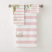 Eiscreme, tropische Blätter Obst, rosa Streifen Badhandtuch Set (Insitu)