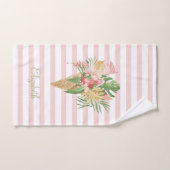 Eiscreme, tropische Blätter Obst, rosa Streifen Badhandtuch Set (Handtuch)