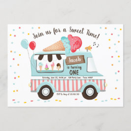 Eiscreme Truck Erster Geburtstag Einladung Boy Gir