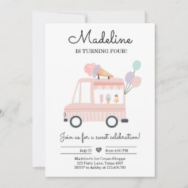 Eiscreme Truck Geburtstag Einladen Eispink-Schotte Einladung