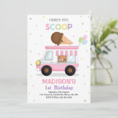 Eiscreme Truck Geburtstag Einladung (Stehend Vorderseite)