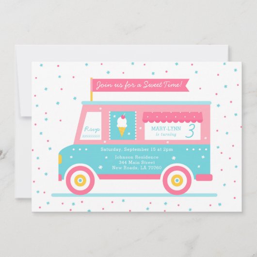 Eiscreme Truck Geburtstagspartei Einladung (Vorderseite)