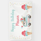 Eiscreme Truck Red Blue Boy Geburtstag Hintergrund Banner (Vertikal)
