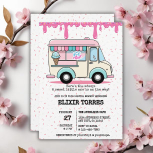 Eiscreme Truck Scoop Sprinkles Babydusche Einladung