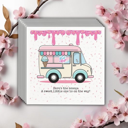 Eiscreme Truck Scoop Sprinkles Babydusche Serviette
