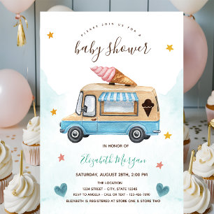 Eiscreme Truck Stars Herz Babydusche Einladung