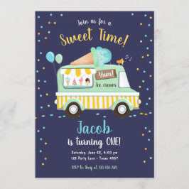 Eiscreme Truck Sweet Time Boy Minze Blue Geburtsta Einladung