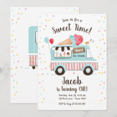 Eiscreme Truck Sweet Time Boy Red Blue Birthday Einladung (Vorne/Hinten)