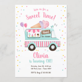 Eiscreme Truck Sweet Time Pink Girl Geburtstag Einladung