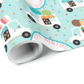 Eiscreme Trucks Gerne Geburtstag Personalisiert Geschenkpapier (Rolleneckpunkt)