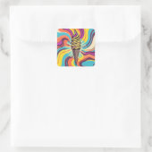 Eiscreme-Tüte Psychedelic Pop Art Quadratischer Aufkleber (Tasche)