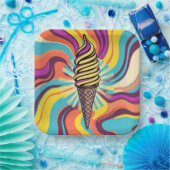 Eiscreme-Tüte Psychedelische Pop-Art Pappteller (Party)