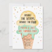 Eiscreme Twin Birthday Yellow Mint Cone Confetti Einladung (Vorderseite)