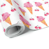 Eiscreme u. Kirschen Geschenkpapier (Rolleneckpunkt)