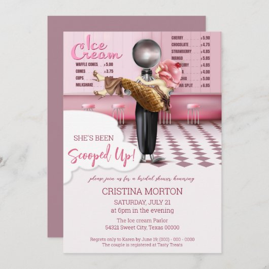 Eiscreme überspannt Brautdusche Einladung (Vorne/Hinten)