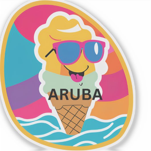 Eiscreme und Aruba Aufkleber (Vorderseite)