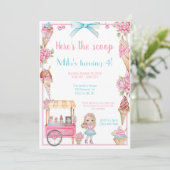 Eiscreme und Blumenkohl zum Geburtstag Einladung (Stehend Vorderseite)