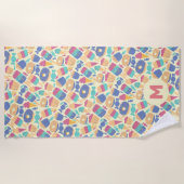 Eiscreme und Candy Summer Pattern Monogramm Strandtuch (Vorderseite)