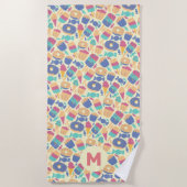 Eiscreme und Candy Summer Pattern Monogramm Strandtuch (Vorderseite)