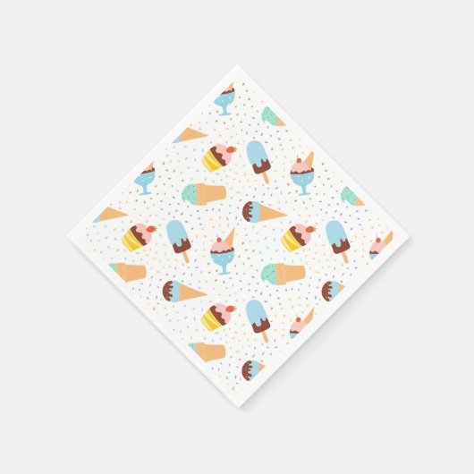 Eiscreme und Confetti Serviette (Ecke)