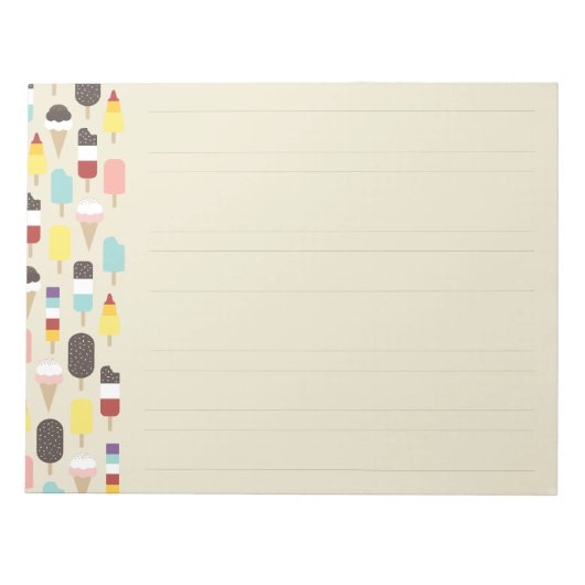 Eiscreme und gefrorene Leckereien (Lined), Notepad Notizblock (Vorderseite)