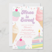 Eiscreme und Kuchen 3. Geburtstag Einladung (Vorderseite)
