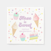 Eiscreme und Kuchen 3. Geburtstag Serviette (Vorderseite)