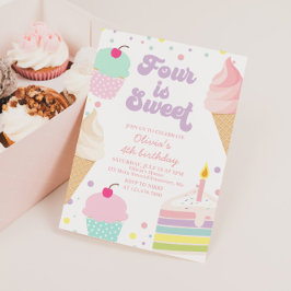 Eiscreme und Kuchen 4. Geburtstag Einladung