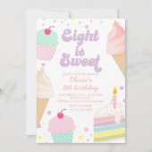 Eiscreme und Kuchen 8. Geburtstag Einladung (Vorderseite)