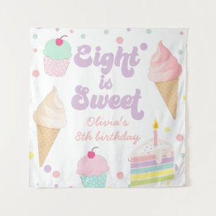 Eiscreme und Kuchen Acht ist süß 8. Geburtstag Wandteppich