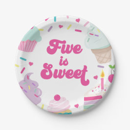 Eiscreme und Kuchen Five ist süß 5. Geburtstag Pappteller