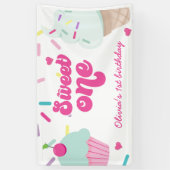 Eiscreme und Kuchen süß 1. Geburtstag Banner (Vertikal)
