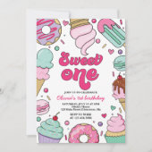Eiscreme und Kuchen süß 1. Geburtstag Einladung (Vorderseite)