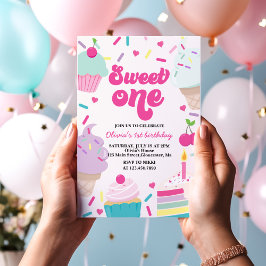 Eiscreme und Kuchen süß 1. Geburtstag Einladung