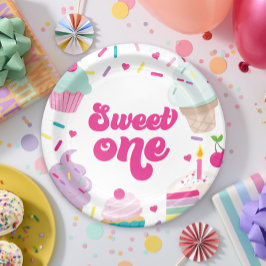 Eiscreme und Kuchen süß 1. Geburtstag Pappteller
