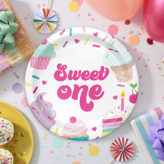 Eiscreme und Kuchen süß 1. Geburtstag Pappteller
