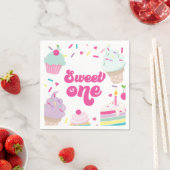Eiscreme und Kuchen süß 1. Geburtstag Serviette (Beispiel)
